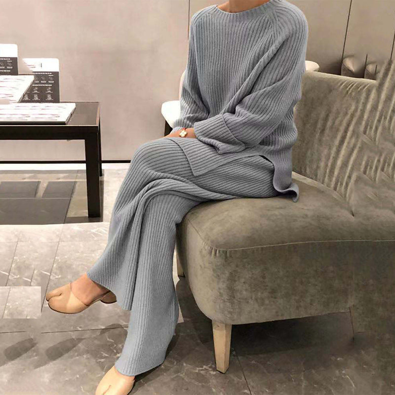 Sarah Express Women's Knit Sweater Two Piece Matching Set Long Sleeve Top Pants