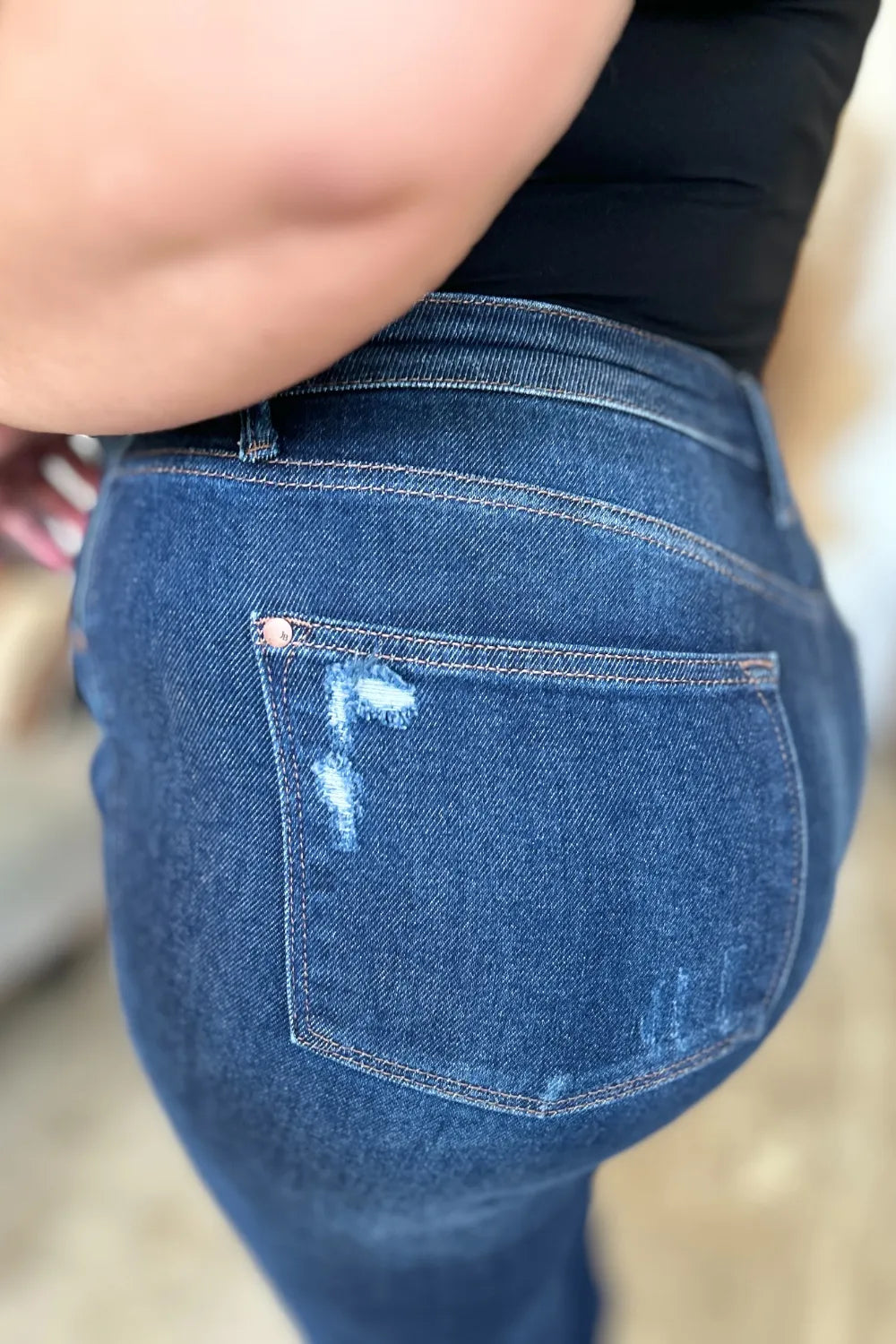 Sarah Express Women’s Plus Size High Waist Heavy Destroy Straight Jeans