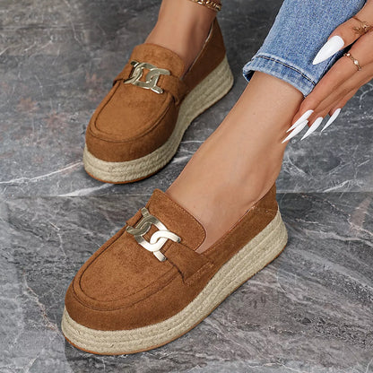 Sarah Express Women's Round Toe Platform Slip-On Shoes Brown