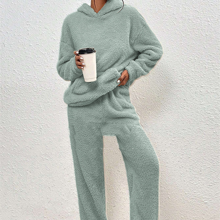 Sarah Express Women's Fleece-Lined Hooded Sweatshirt and Pants Two-Piece Cozy Lounge Set