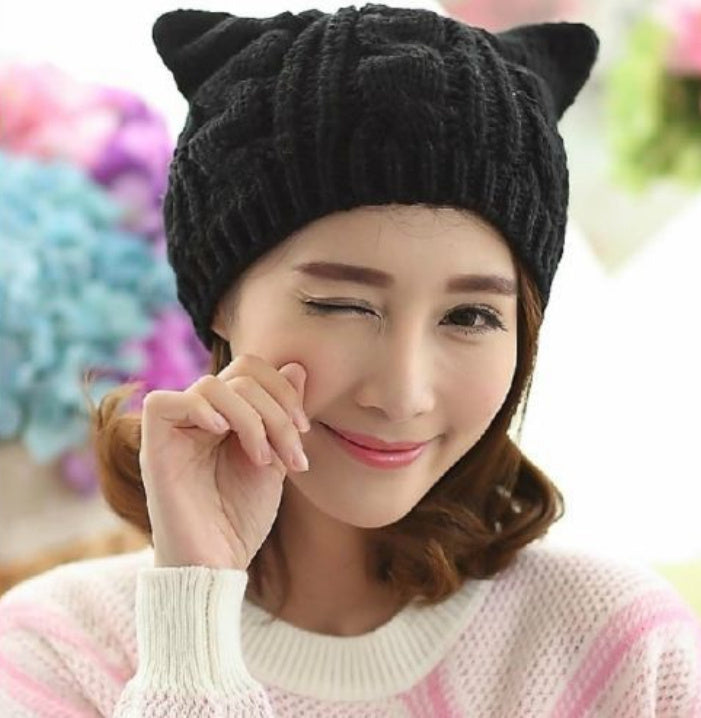 Sarah Express Handmade 3D Knitted Cat Ear Beanie Winter Warm Hat