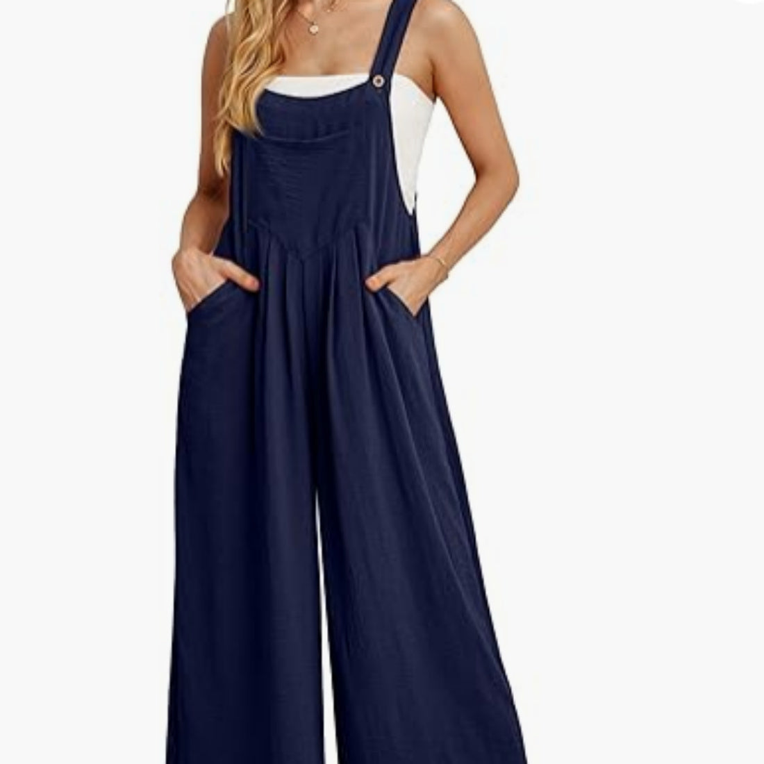 Sarah Express Women's Casual Loose Jumpsuit Pockets Polyester One Piece
