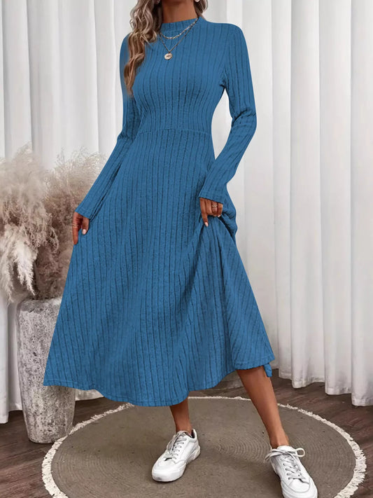 Sarah Express Women's Ribbed Knit Long Sleeve Midi Dress