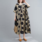 Sarah Express Printed Cotton Blend Short Sleeve Dress Loose Fit One Size