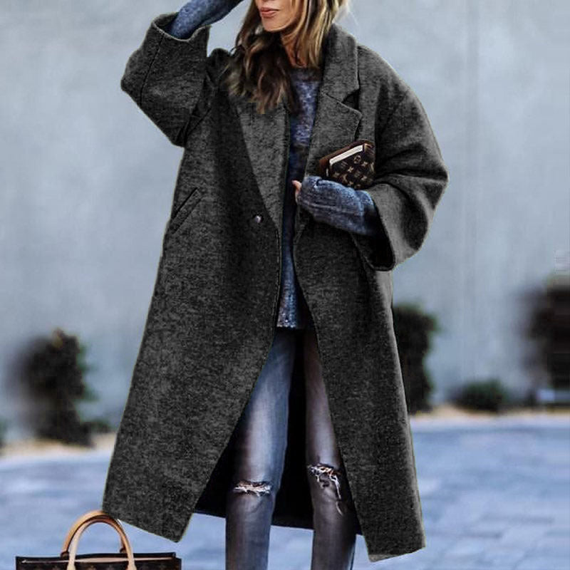Sarah Express Women's Plaid Print Long Sleeve Coat Loose Fit Outerwear