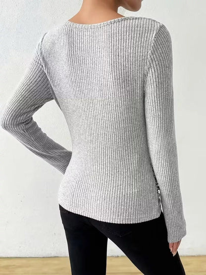 Sarah Express Women's Cowl Neck Ribbed Knit Top