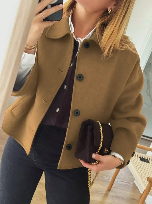 Sarah Express Women's Plus Size Button-Down Cropped Outerwear Jacket