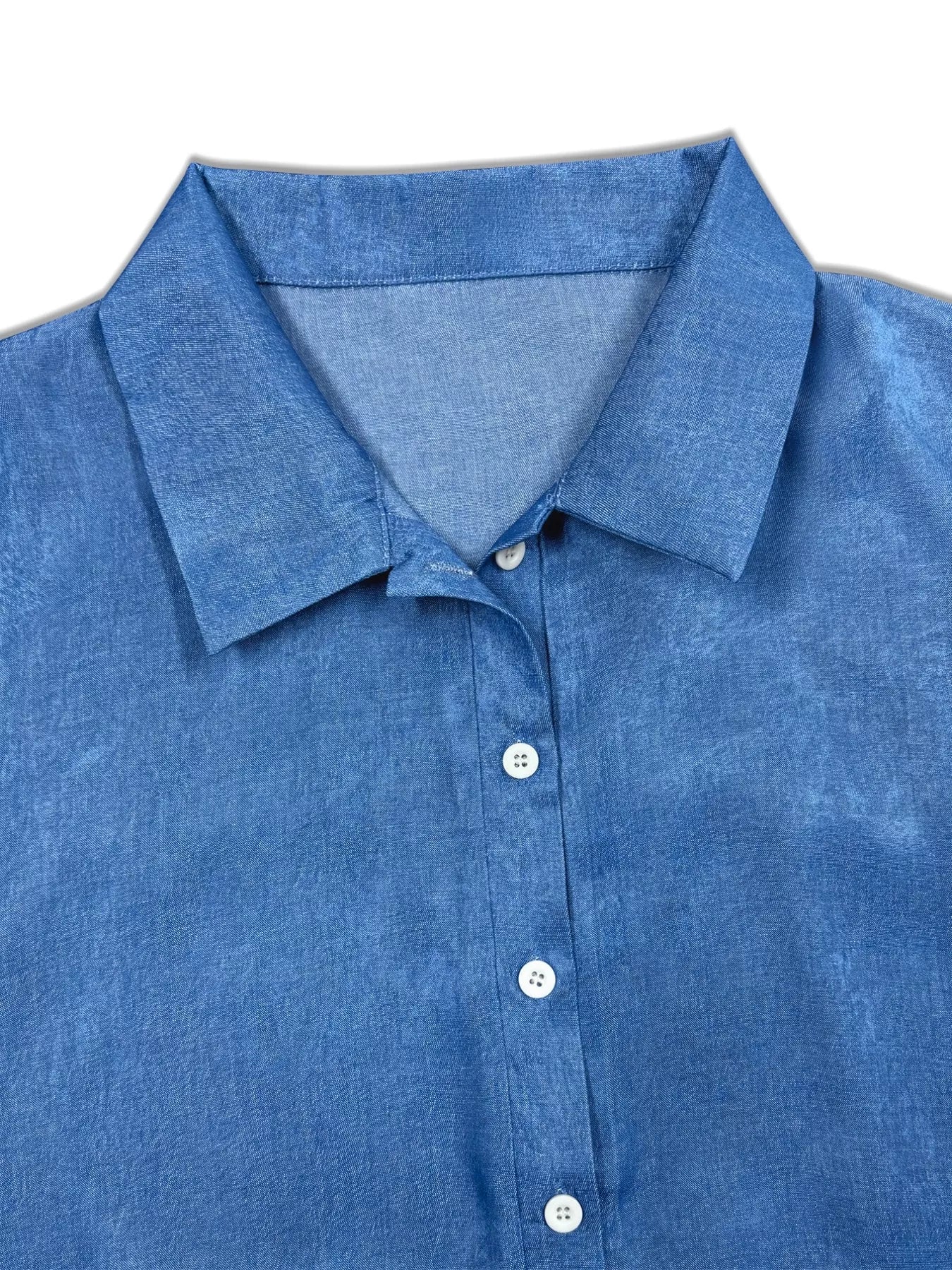 Sarah Express Women's Plus Size Collared Neck Half Button Blouse