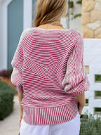 Sarah Express Women's Striped Boat Neck Casual Sweater