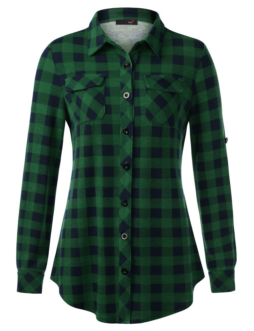 Sarah Express Women's Plaid Button Front Shirt Long Sleeve Casual Cardigan