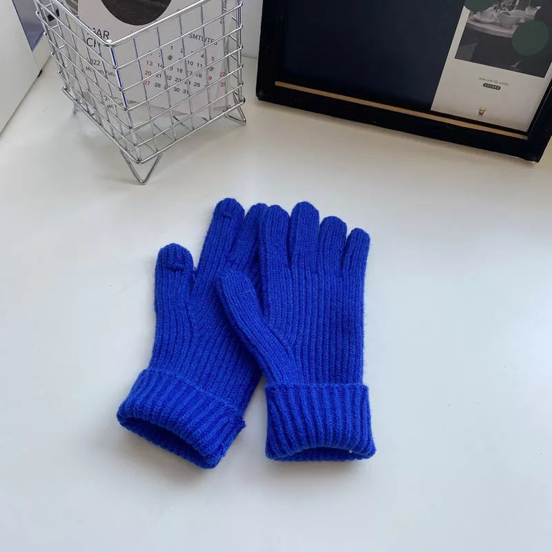Sarah Express Women's Warm Knitted Winter Gloves Klein Blue One Size