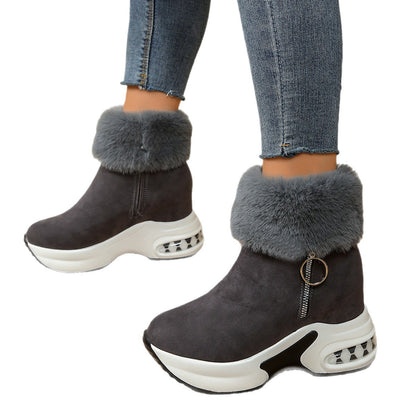 Sarah Express Women's Platform Fleece-Lined Ankle Boots | Height-Enhancing Winter Snow Boots