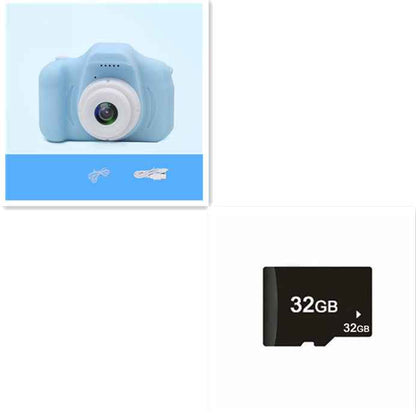 Sarah Express HD Mini Kids Digital Camera 13MP 1080P Cartoon Design with 2.0 Inch Screen X2Blue 32G USB