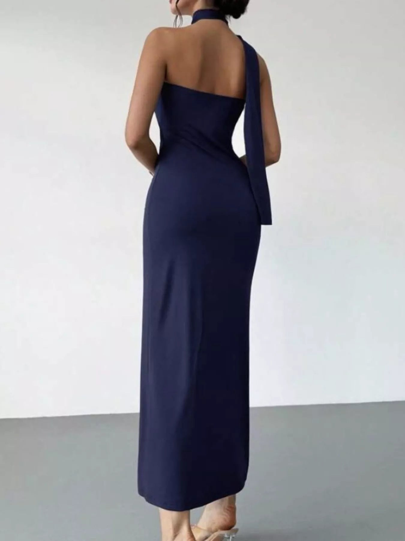 Sarah Express Women's Halter Neck Ruched Bodycon Midi Dress