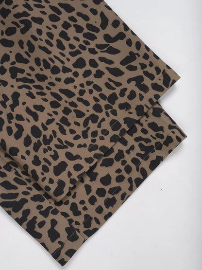 Sarah Express Women's Leopard Drawstring Wide Leg Pants