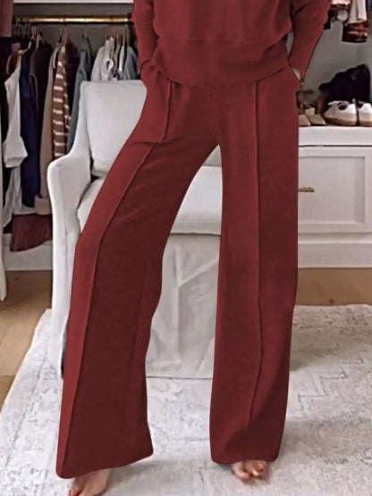 Sarah Express Women's Cozy V-Neck Top and Pants Lounge Set