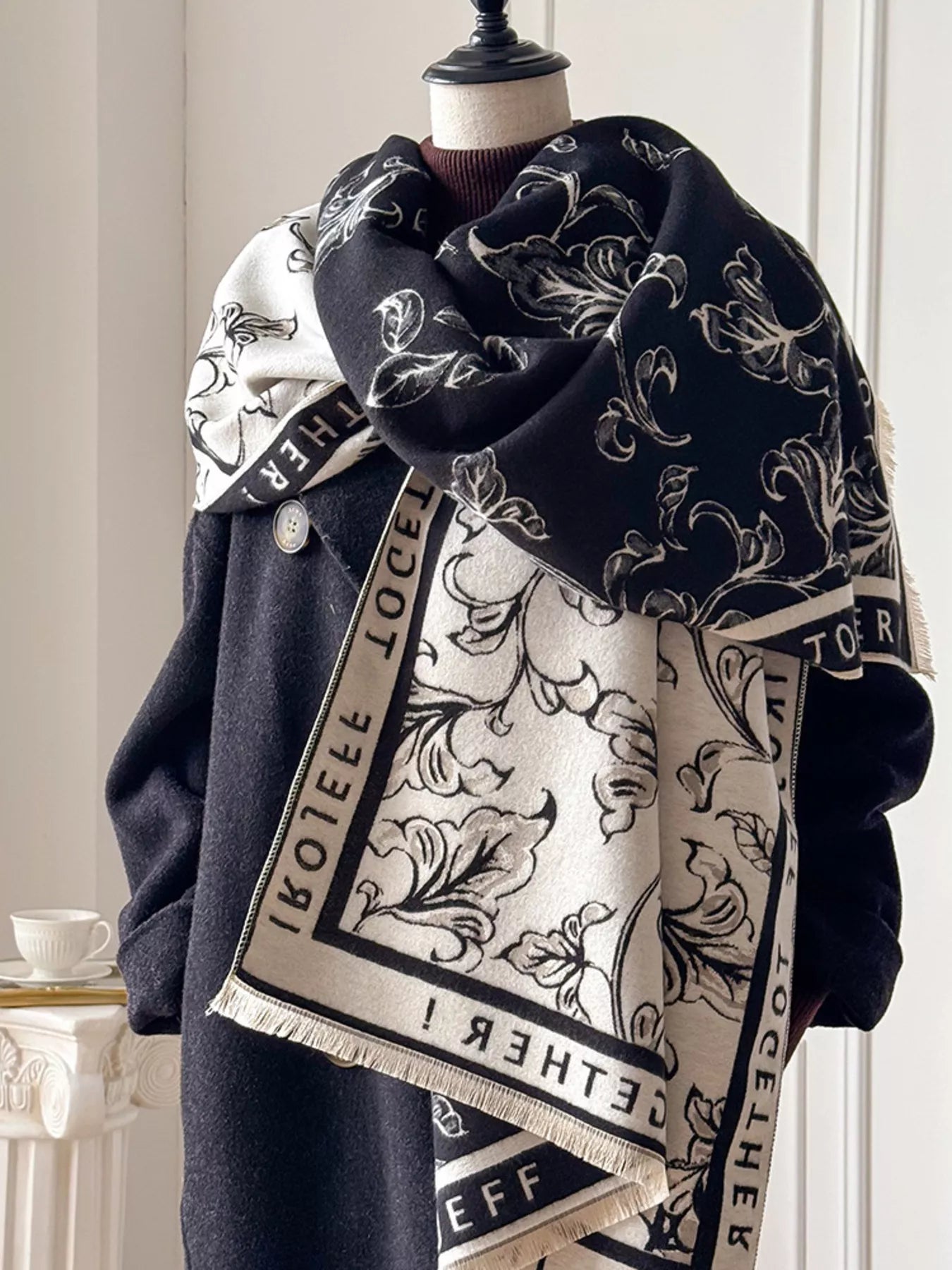 Sarah Express Women's Raw Hem Winter Scarf Black One Size