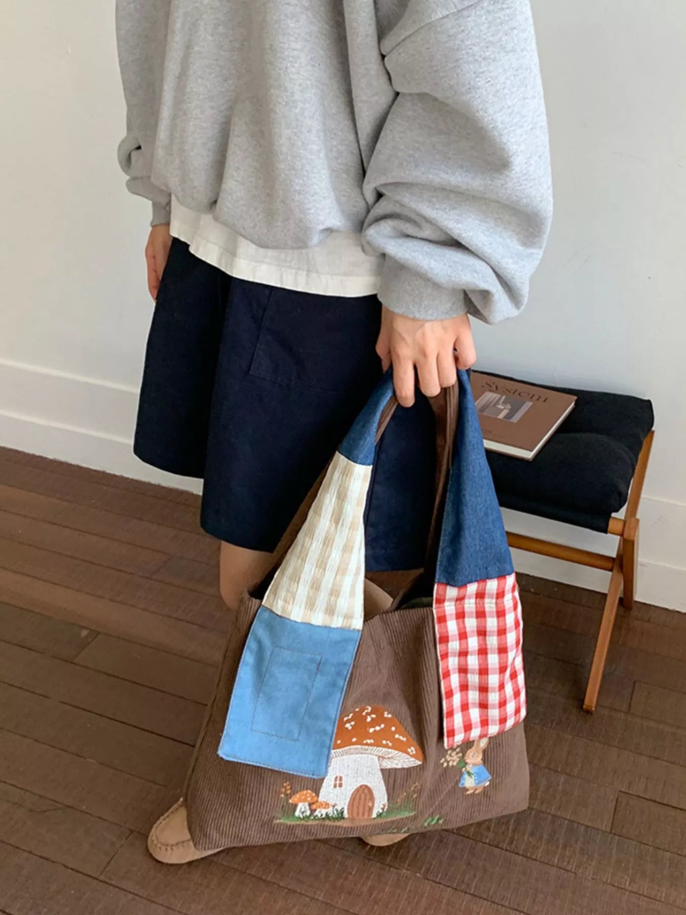 Sarah Express Women's Mushroom Corduroy Tote Bag