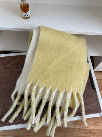 Sarah Express Women's Color Block Fringe Winter Scarf