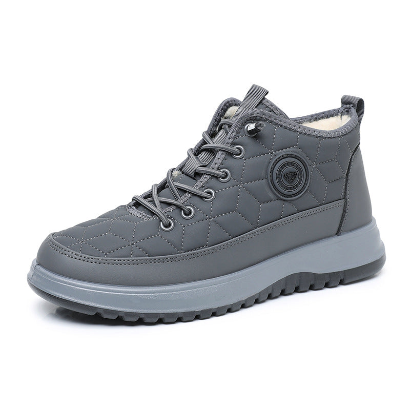 Sarah Express Men's Fleece-Lined Insulated Snow Boots – Lace-Up Casual Athletic Shoes Gray