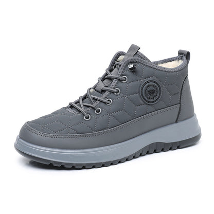 Sarah Express Men's Fleece-Lined Insulated Snow Boots – Lace-Up Casual Athletic Shoes Gray