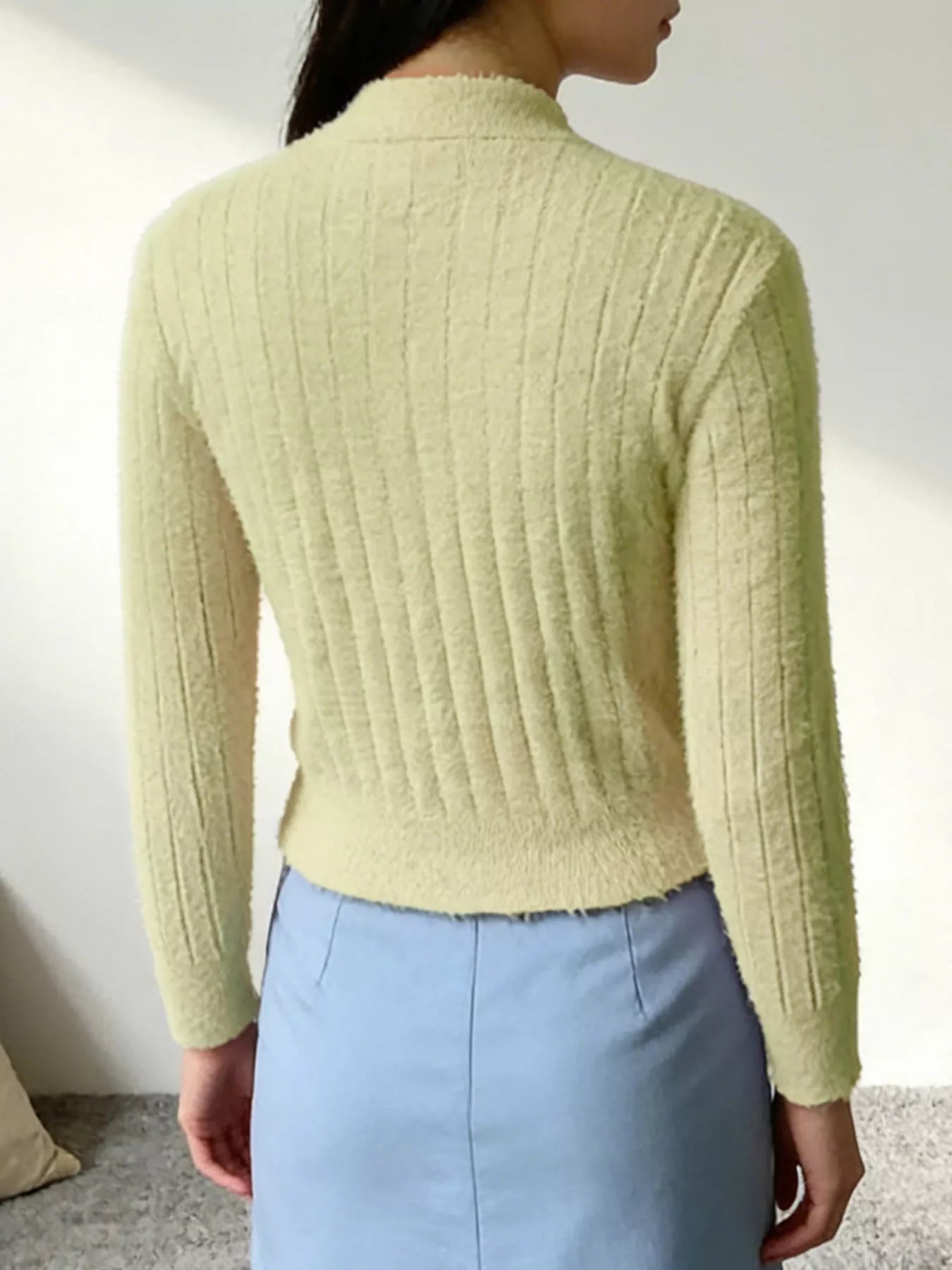 Sarah Express Women's Button Up Ribbed Knit Cardigan