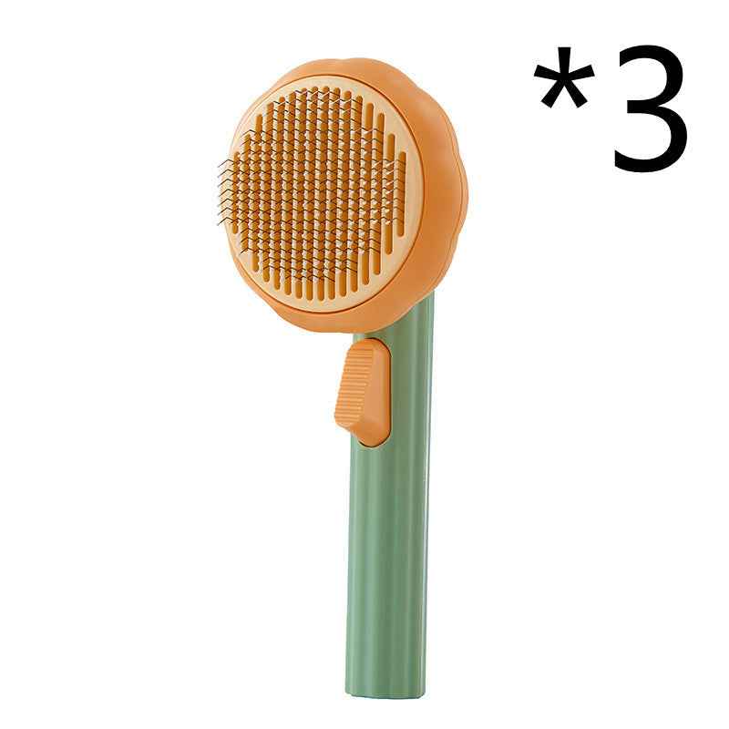Sarah Express Self-Cleaning Pet Grooming Brush for Cats & Dogs - 232 Steel Needles Massage Comb 3pcs Pumpkin color