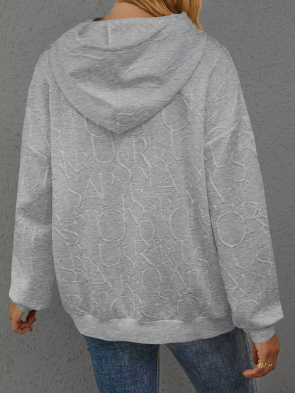 Sarah Express Women's Embossed Lettering Casual Hoodie Plus Size