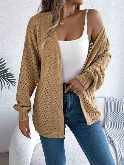 Sarah Express Women's Hollow Out Cardigan Sweater - Long Sleeve Knit Cardigan