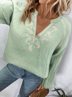 Sarah Express Women's Paisley Notched Balloon Sleeve Blouse