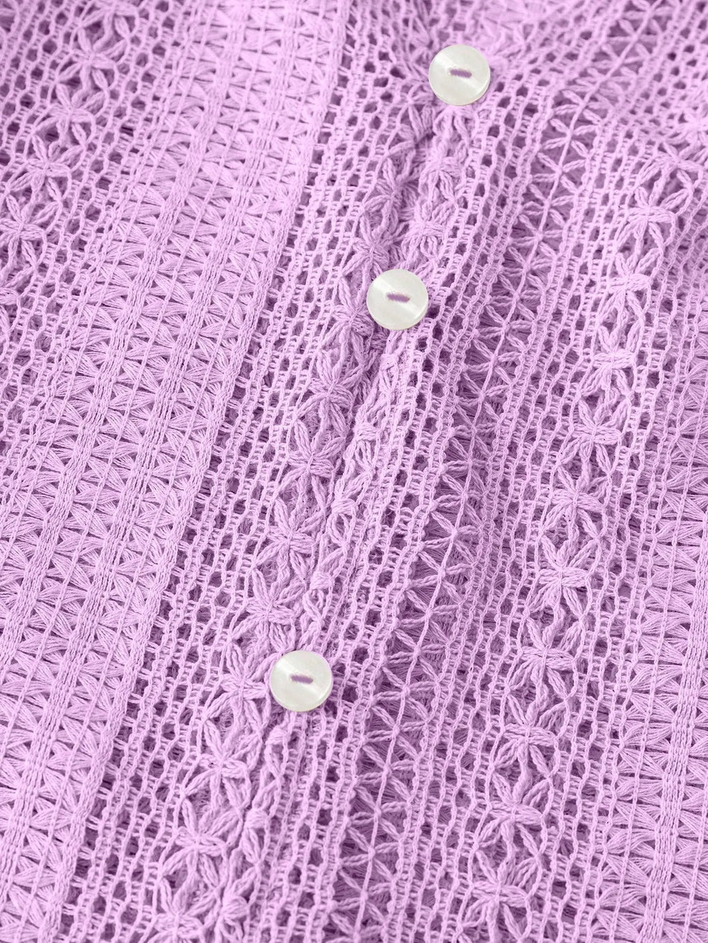 Sarah Express Women's Crochet Notched Button-Front Shirt