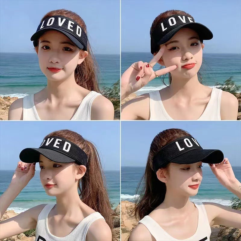 Sarah Express Women's Letter Print Sun Visor Adjustable Topless Hat UV Protection