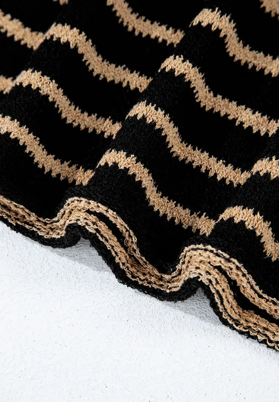 Sarah Express Women's Stripe Drop Shoulder Round Neck Sweater