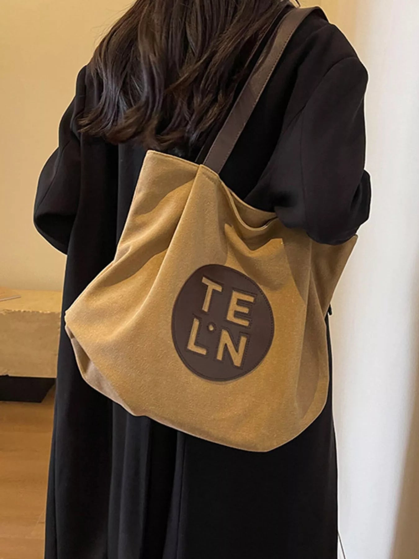 Sarah Express Women's Canvas Tote Bag Large Casual Handbag Khaki ONESIZE