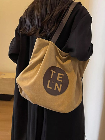 Sarah Express Women's Canvas Tote Bag Large Casual Handbag Khaki ONESIZE