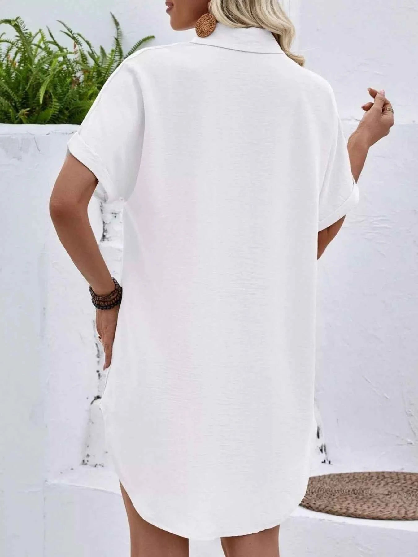 Sarah Express Women's Relaxed Fit Button-Down Longline Shirt - Oversized Casual Blouse