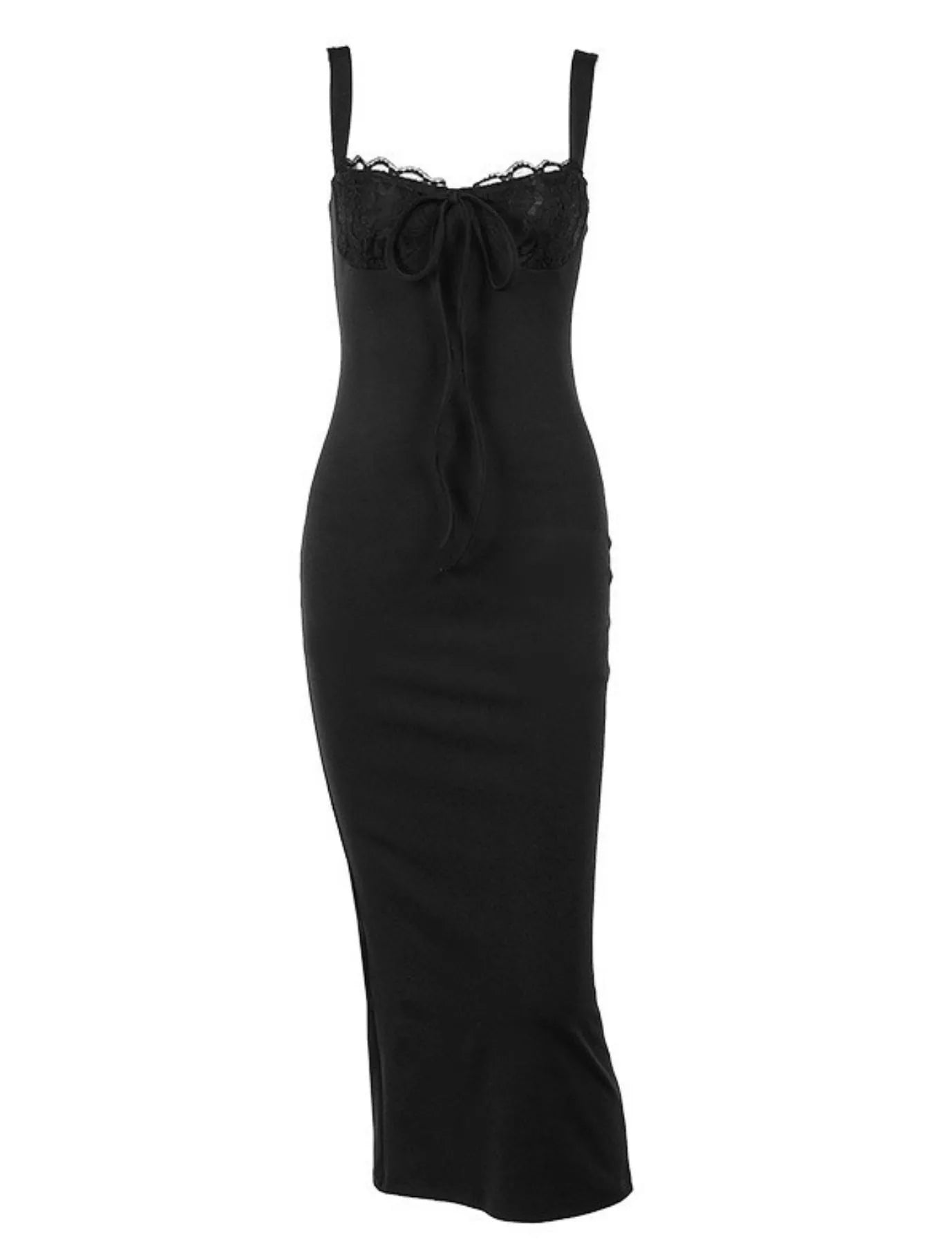 Sarah Express Women's Lace Trim Cutout Back Bodycon Maxi Dress