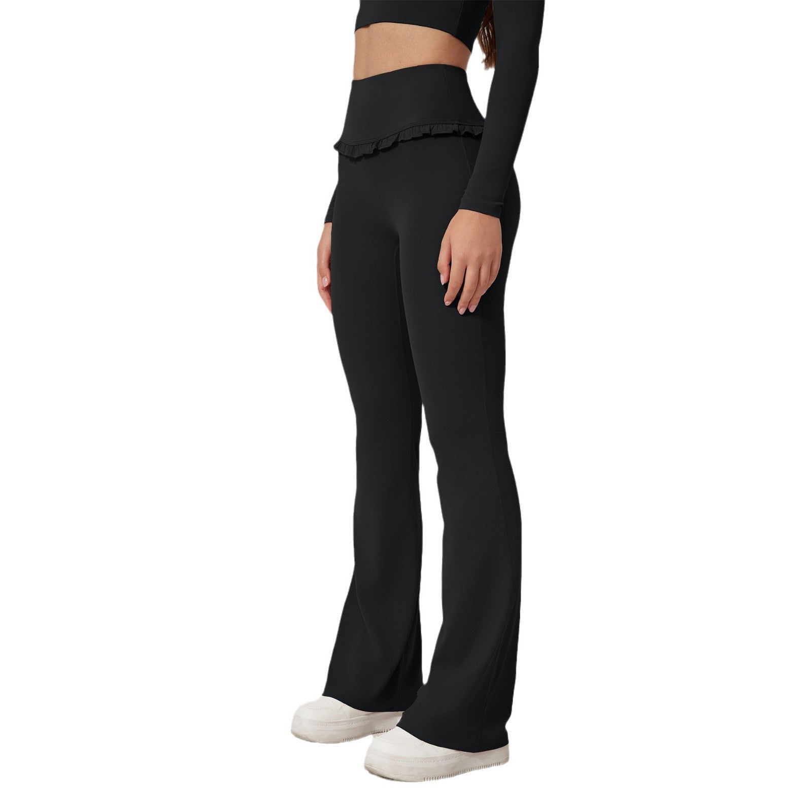 Sarah Express Women's High Waist Hip Lift Yoga Pants Lace Detail Compression Leggings