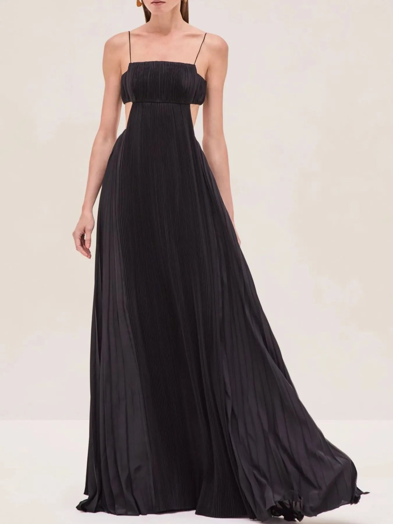 Sarah Express Women's Cutout Ruched Maxi Cami Dress Black