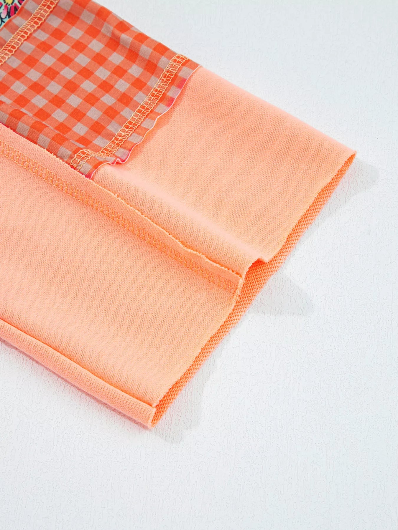 Sarah Express Women's Plaid Floral Patchwork Kangaroo Pocket Hoodie