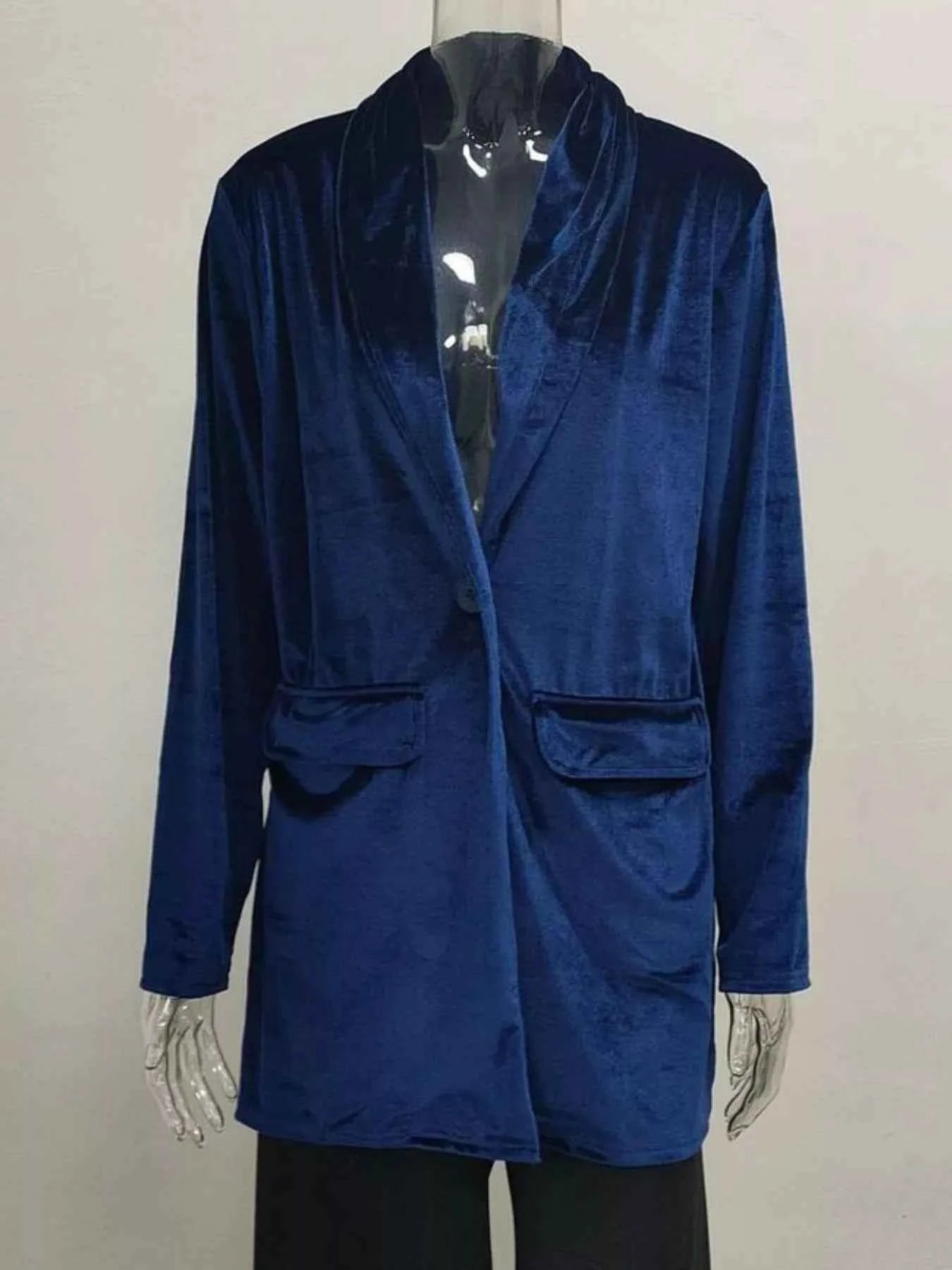 Sarah Express Women's Velvet One Button Blazer Jacket - Elegant Outerwear