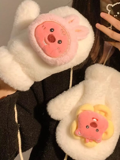 Sarah Express Women's Cartoon Plush Warm Winter Gloves