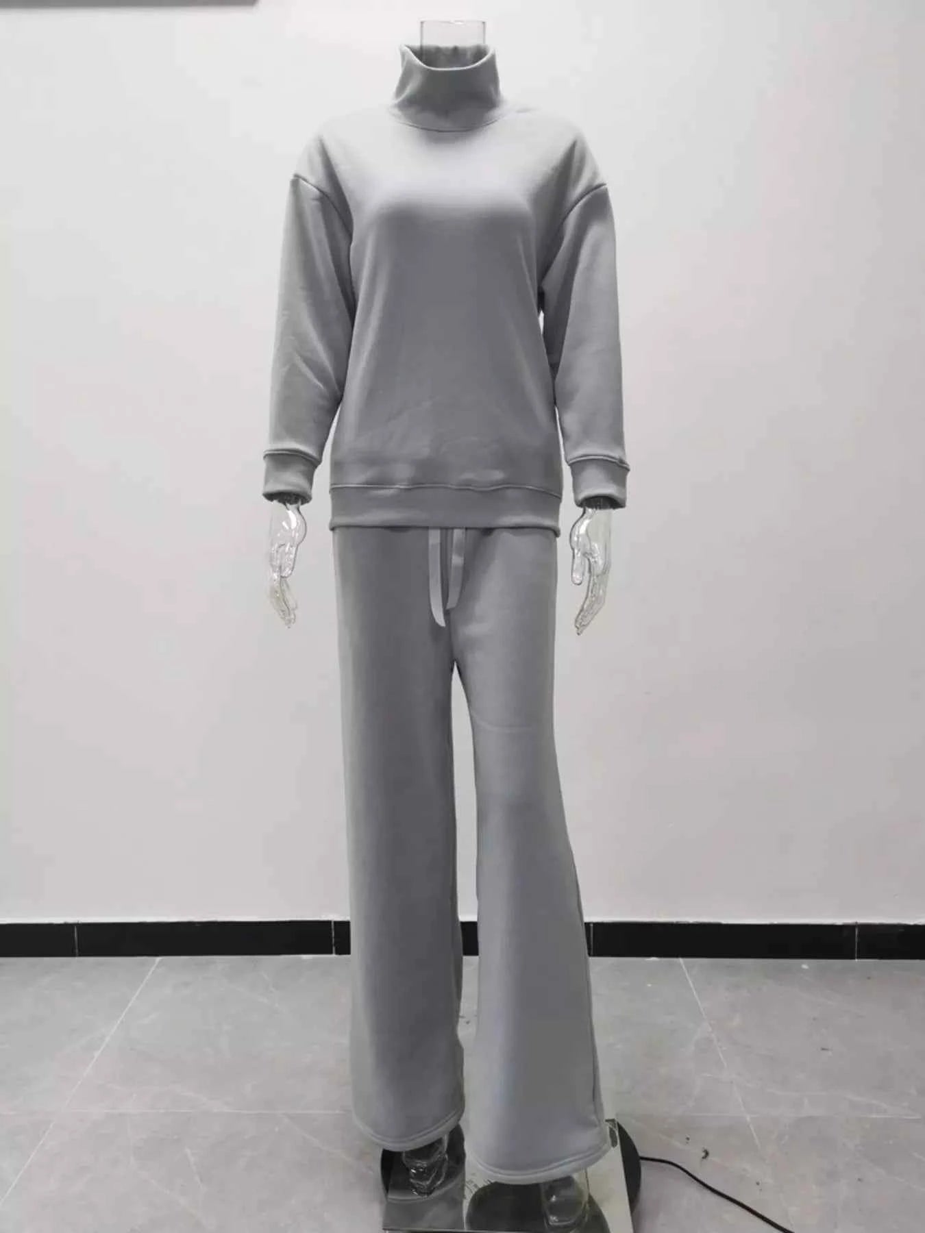 Sarah Express Women's Turtleneck Sweater Set - Long Sleeve Top and Pants Two Piece Outfit