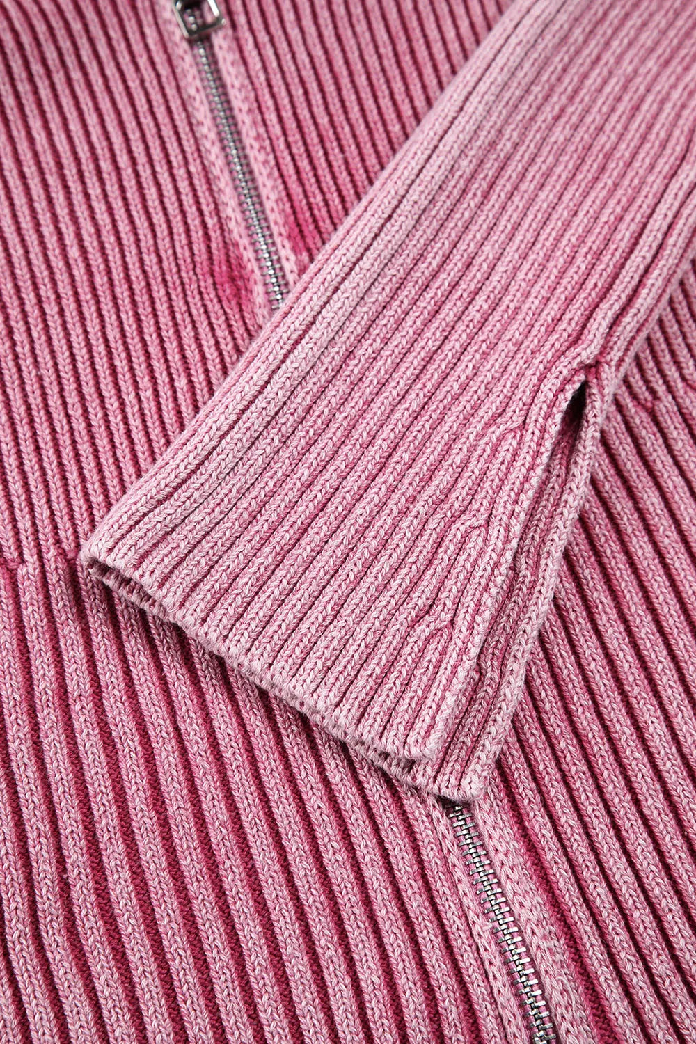 Sarah Express Women's Ribbed Off-Shoulder Zip Up Long Sleeve Cardigan