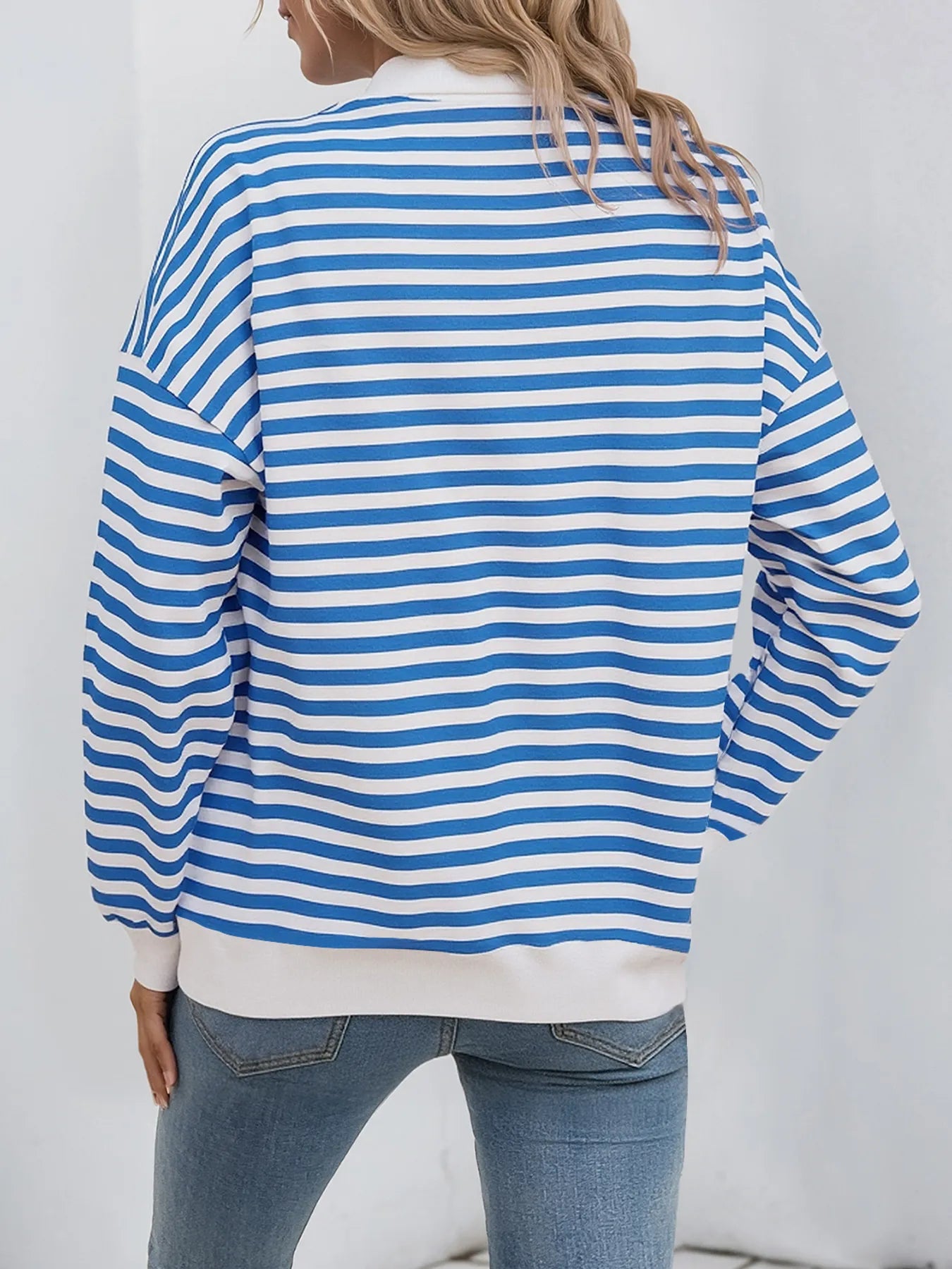 Sarah Express Women's Striped Quarter Zip Long Sleeve Hoodie