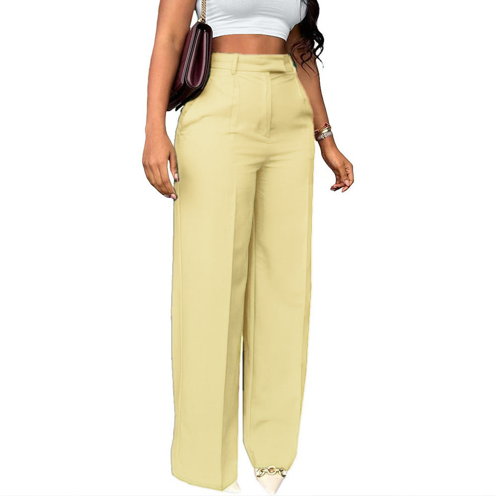 Women's High Waist Wide-Leg Straight Pants