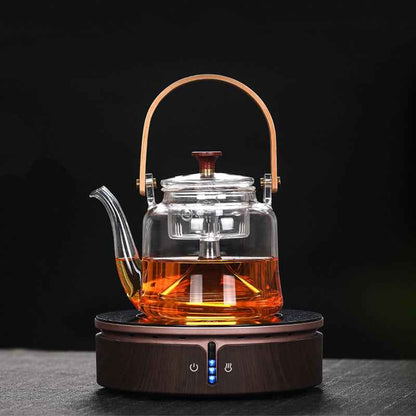 Sarah Express Glass Teapot with Bamboo Handle - Heat Resistant Japanese Style Tea Kettle