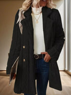 Sarah Express Women's Double-Breasted Fleece Longline Coat