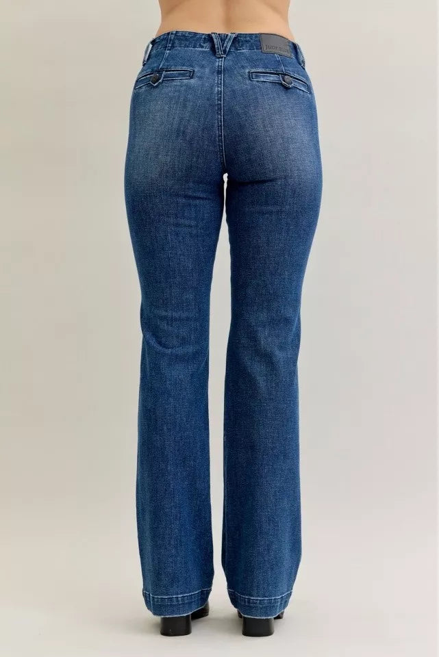Sarah Express Women’s Plus Size Mid Rise Bootcut Jeans with Welt Pockets
