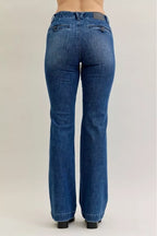 Sarah Express Women’s Plus Size Mid Rise Bootcut Jeans with Welt Pockets
